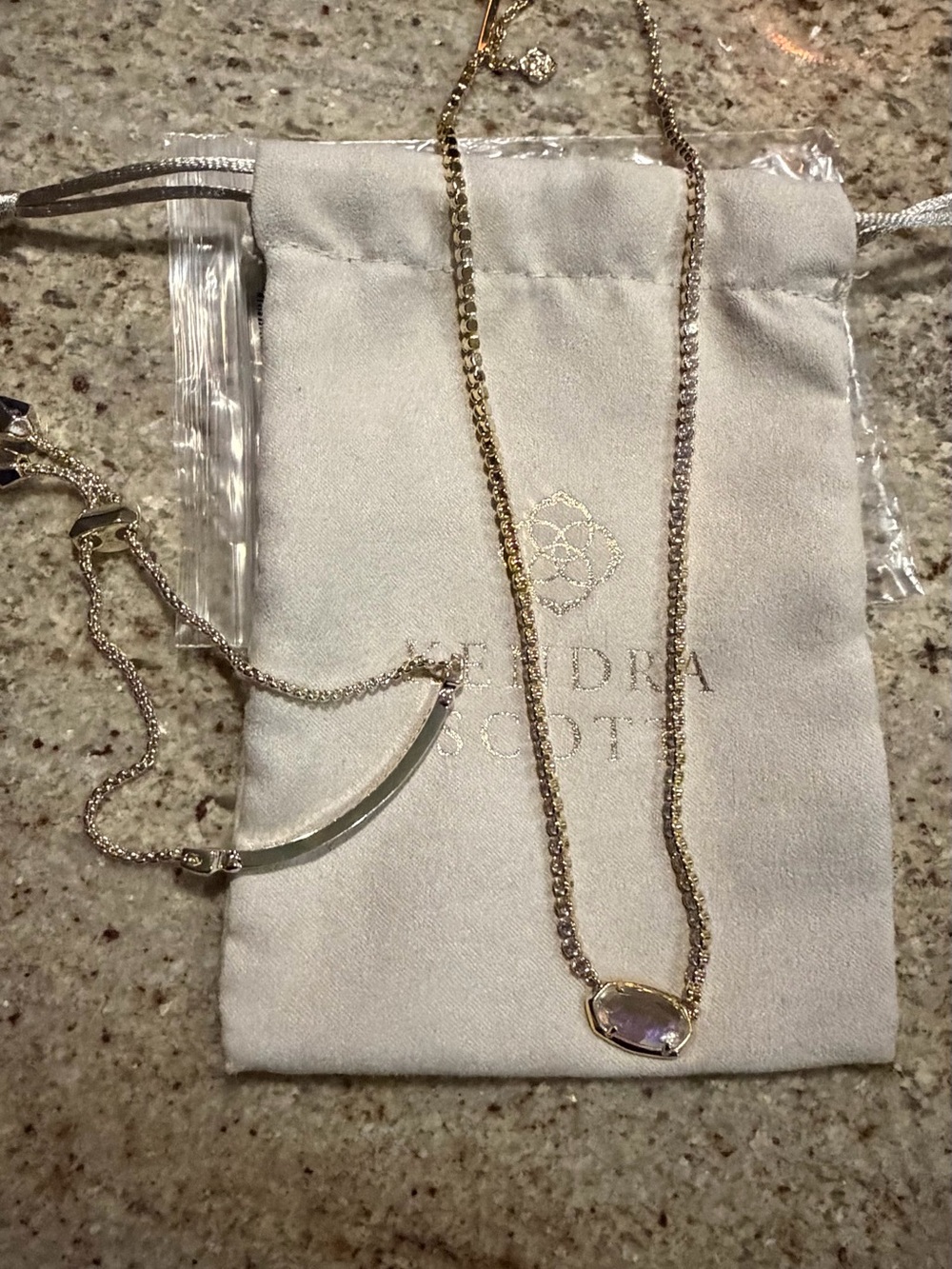 Kendra Scott Gold Necklace with Light Purple Stone